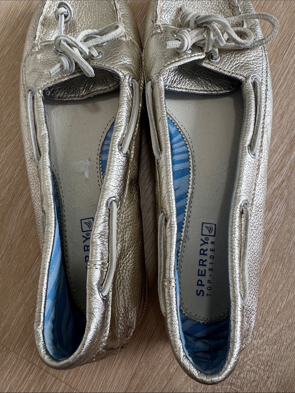 Sperry Metallic Gold Leather Moccasin Flats - Picture 4 of 5
